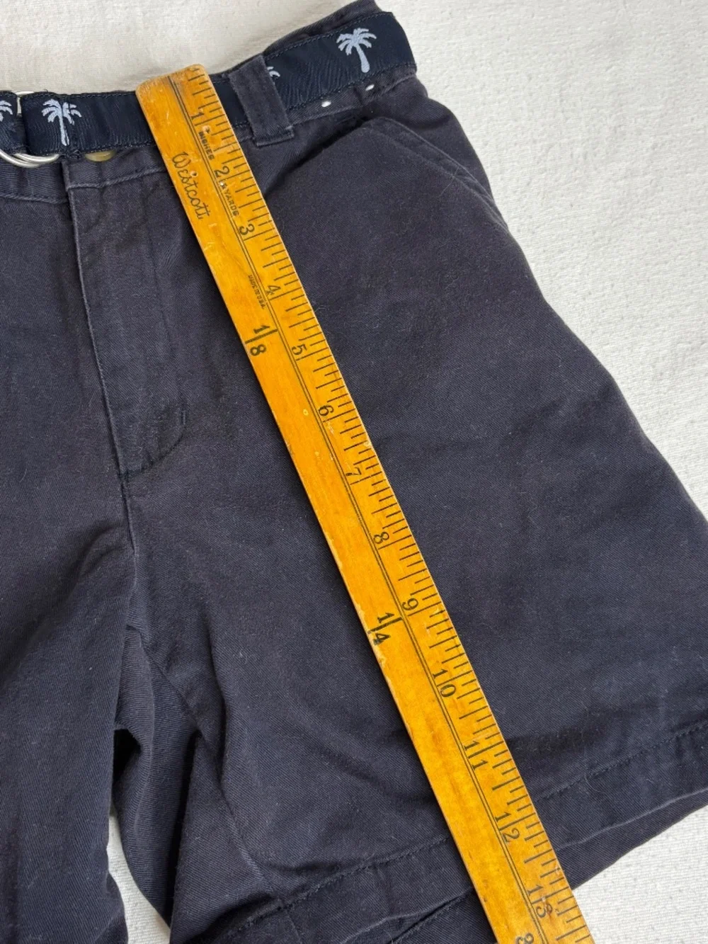 Y2K Gymboree Navy Blue Uniform Shorts Size 8 Adjustable Waist Palm Tree Belt Kid